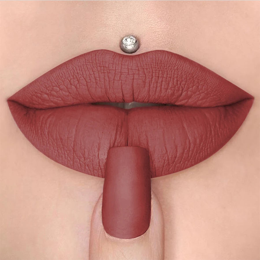1PC 15 Colors Nude Velet Matte Lipstick Pen Waterproof Long Lasting Red Pink Lip Liner Pen Korean Makeup Lip Tint Lip Glaze HIP 04