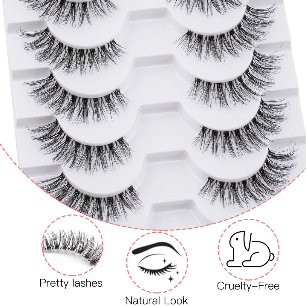 YSDO Eyelashes 5/10Pairs Fox Lashes Natural 3D Cat Eye Lashes Clear Stem False Eyelash Extension Makeup Faux Cils maquiagem HIP