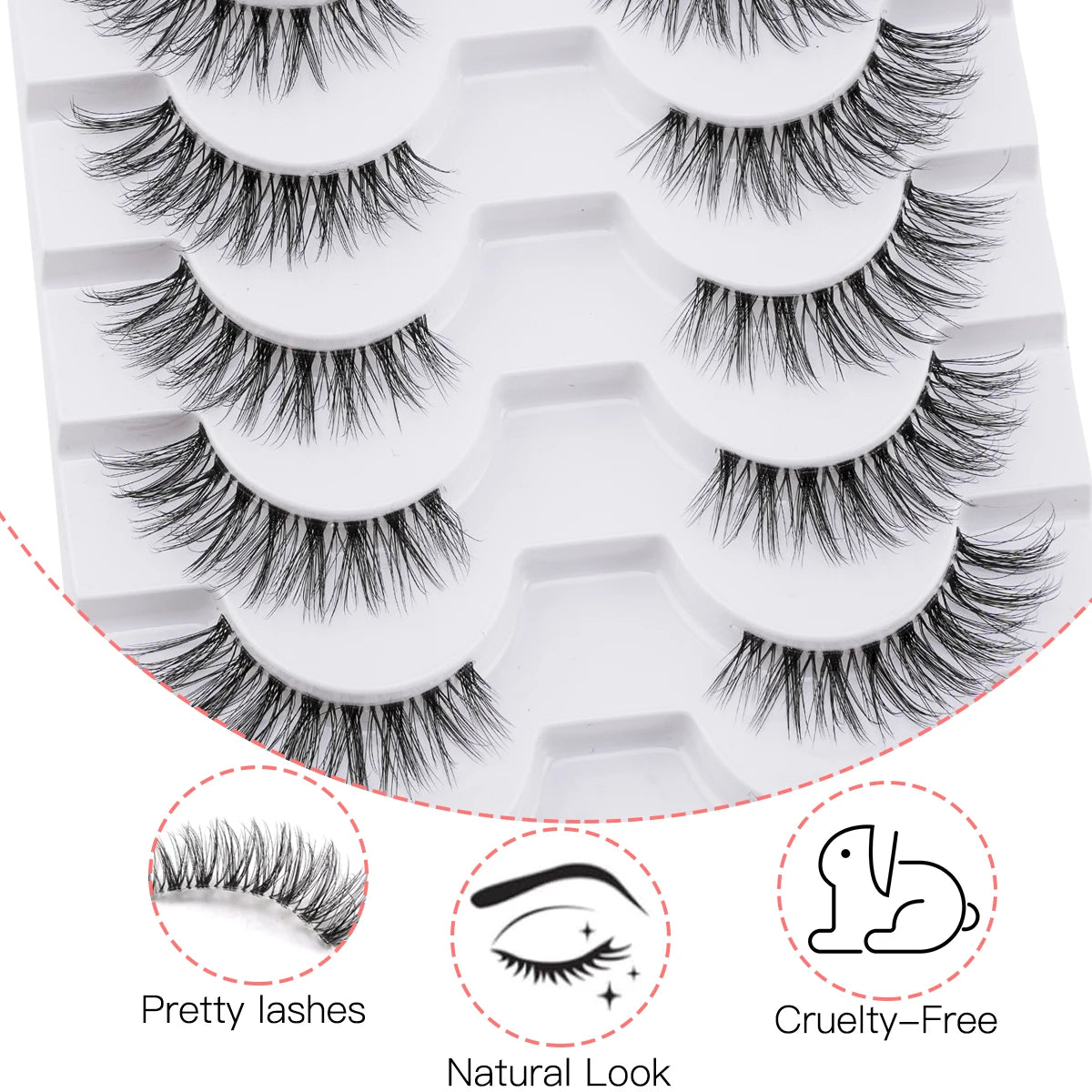 YSDO Eyelashes 5/10Pairs Fox Lashes Natural 3D Cat Eye Lashes Clear Stem False Eyelash Extension Makeup Faux Cils maquiagem HIP