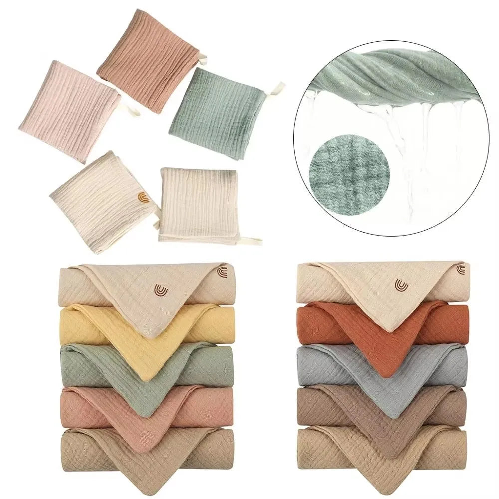 5-Pack Soft Cotton Gauze Baby Washcloths & Burp Cloths Baby Washcloth Set HIP