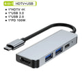 8 In 2 USB C Hub Expander Multiport Adapter Type C Splitter Dock USB 3.0 For Xiaomi Phone Tablet Fast Data Transfer Charging HUB HIP 4 in 1