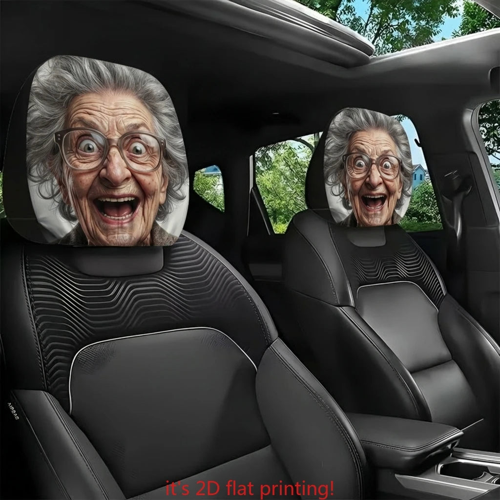 2-Pack Funny Old Lady Glasses Car Headrest Covers | HIP Car Headrest Cover HIP