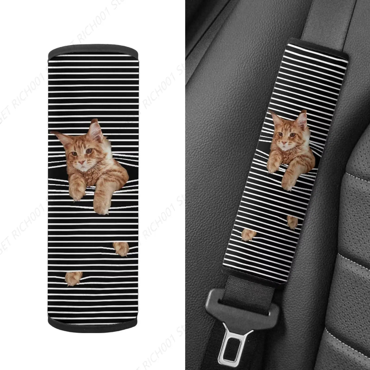 Cat Stripes Kids Seat Belt Covers 2-Pack – Soft Anti-Slip Pad Seat Belt Cover HIP