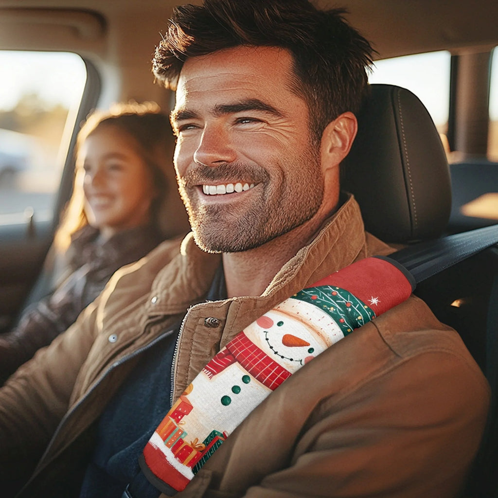 Snowman Car Seat Belt Cover Pads – 2-Pack Universal Fit Seat Belt Cover HIP