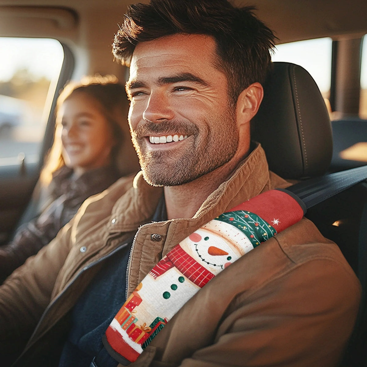 Snowman Car Seat Belt Cover Pads – 2-Pack Universal Fit Seat Belt Cover HIP