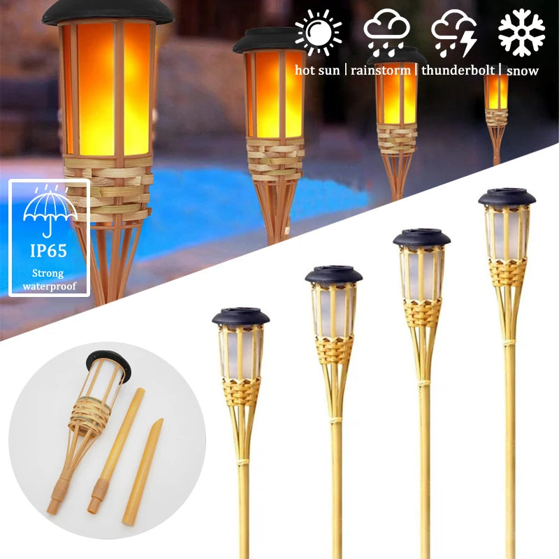 Solar LED Flame Effect Bamboo Garden Torch – IP65 Waterproof Solar Garden Torch HIP