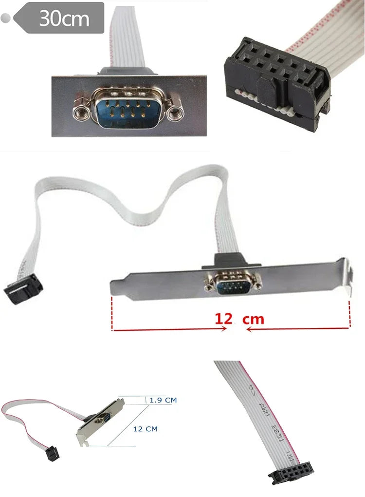 DB9 RS232 to IDC 10-Pin Ribbon Cable Bracket Adapter | OULLX Serial Port Adapter HIP