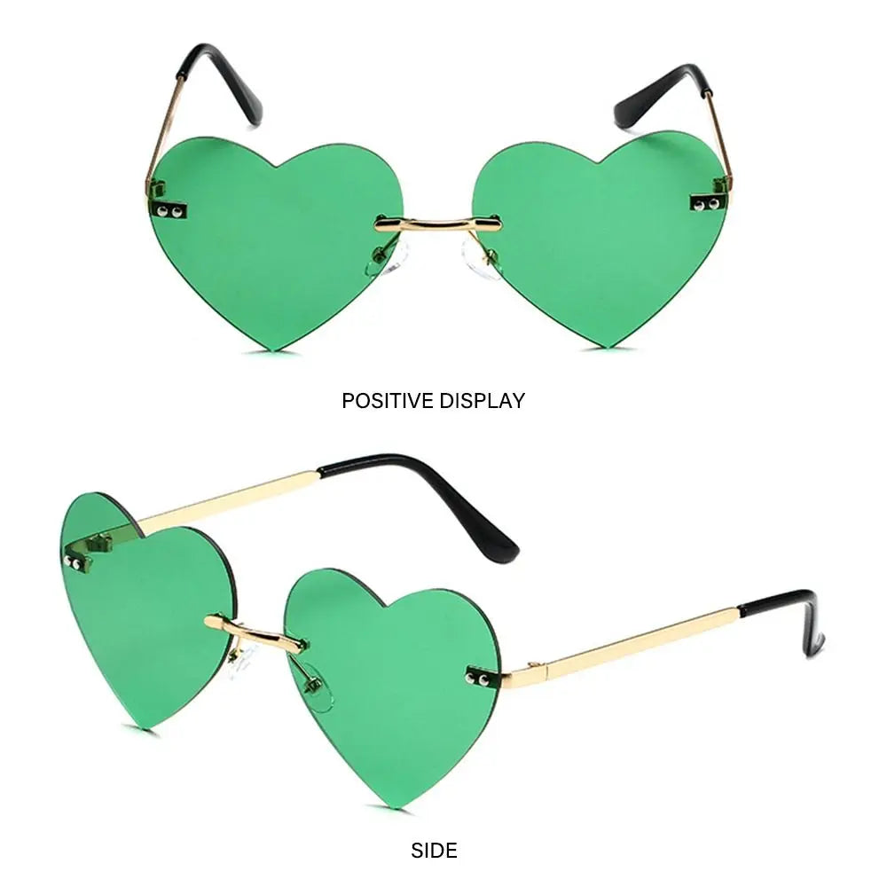 Rimless Heart Sunglasses – Vintage Metal Frame for Women Fashion Sunglasses HIP
