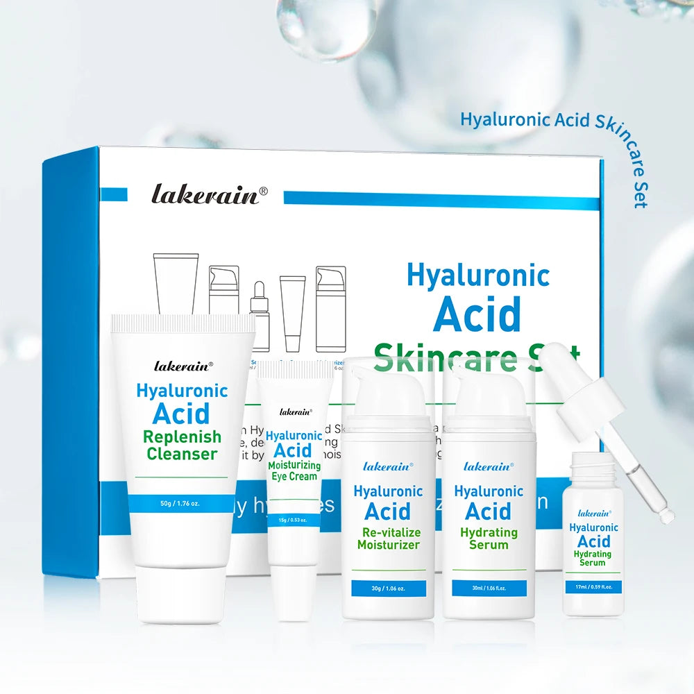 Hyaluronic Acid Skin Care Set Facial Serum Moisturizing Eye Cream Hydrating Repair Reduce Redness Dryness Anti‑Aging Face Care HIP