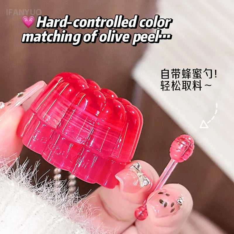 Jam Pudding Canned Lip Gloss Moisturizing Lasting Non-stick Cup Purple Watery Colored Lip Balm Long-lasting and Tender Lip Balm HIP