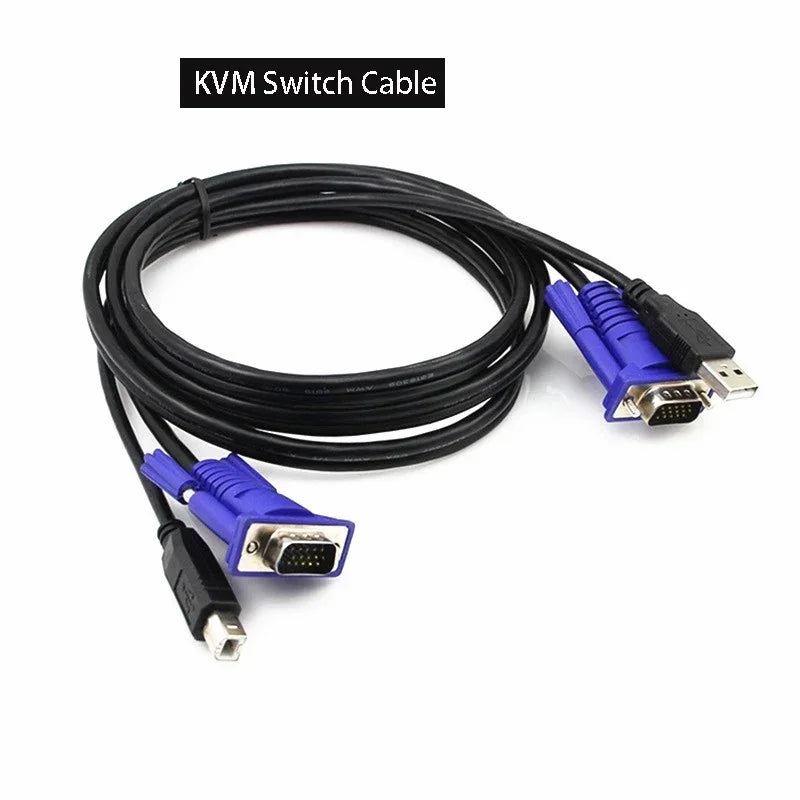 1.5m 2-in-1 KVM Cable USB 2.0 Type A to B & VGA 15-Pin KVM Switch Cable HIP