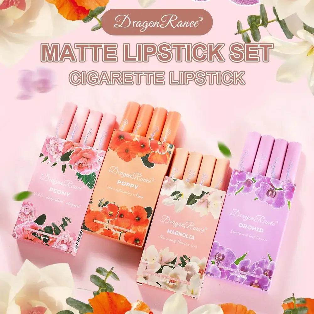 Dragon Ranee 4-Pc Velvet Matte Lipstick Set – Long-Lasting Matte Lipstick Set HIP