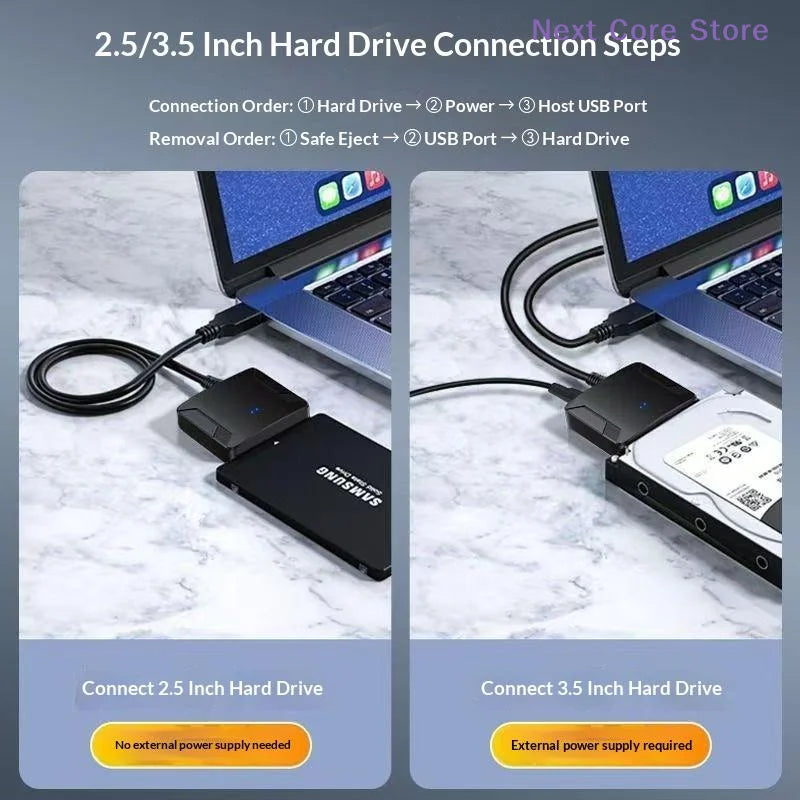 SATA to USB 3.0 Adapter – 2.5/3.5" SSD HDD Converter Cable HDD USB Adapter HIP