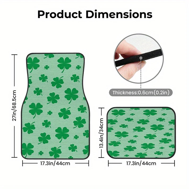 4-Piece Four-Leaf Clover Crystal Velvet Car Floor Mats Set Car Floor Mats HIP
