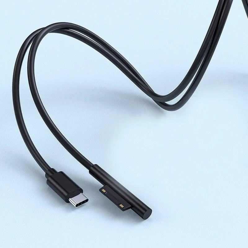 15V 3A USB-C Charging Cable for Microsoft Surface Pro 3–7 & Go Laptop Charging Cable HIP PVC 1.5M