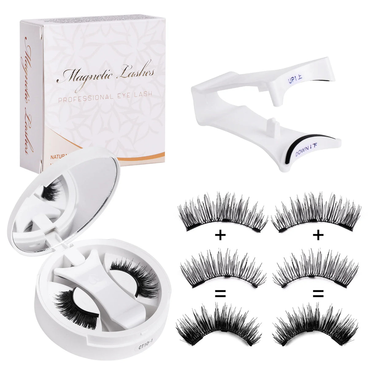 Magnetic Eyelashes Set Reusable Easy to use Eyelash Extension Tools Natural Curler False Eyelashes With Magnetic Tweezers HIP CT-01