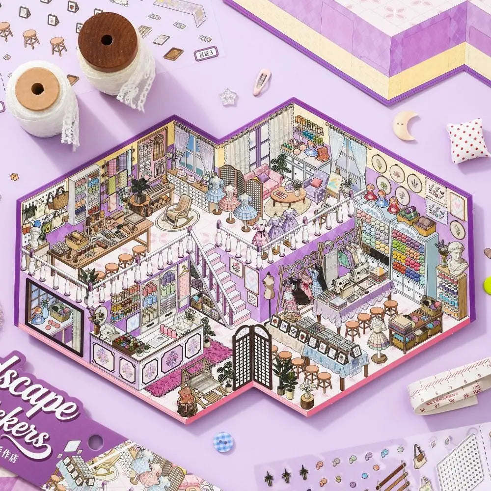 3D Miniature Store Scene Sticker Book – DIY Landscape Kit DIY Craft Sticker Kit HIP