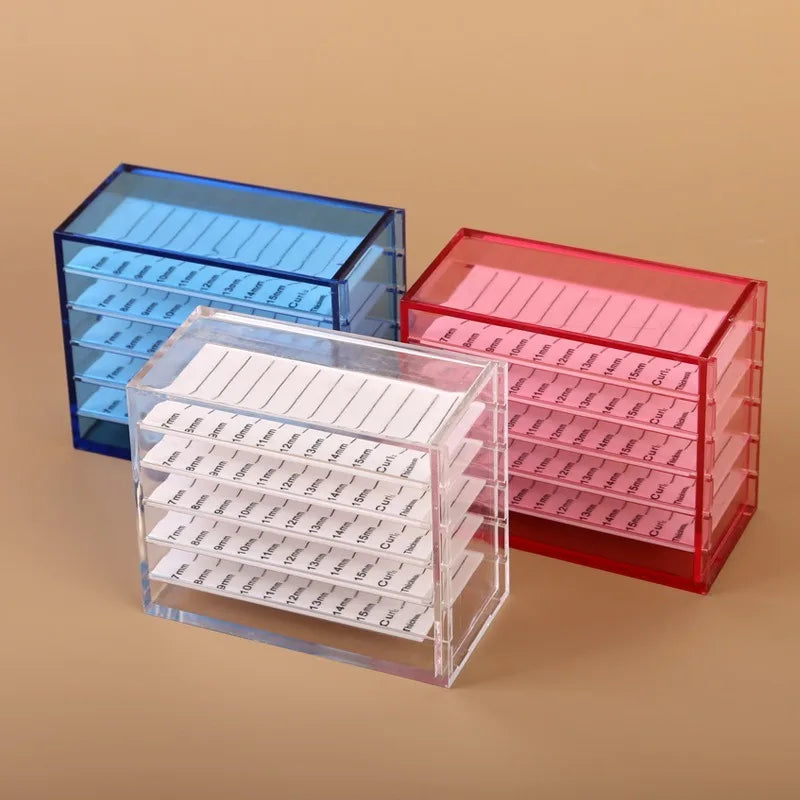 5 Layers Eyelash Extensions Storage Box Muti-color Grafting False Eyelash Organizer Display Stand for Lash Salon Makeup Supplies HIP Red