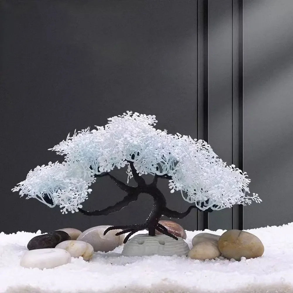 Pink/White Sakura Aquarium Decor Safe Easy to Clean Aquascaping Tree Landscape Ornament Snowflake Tree Ornament for Fish Tank HIP