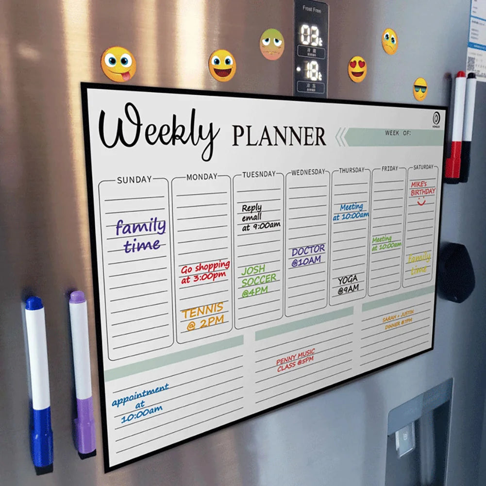Magnetic Dry Erase Monthly Calendar Set-Magnetic White Board Weekly Planner & Grocery List Organizer for Kitchen Refrigerator HIP