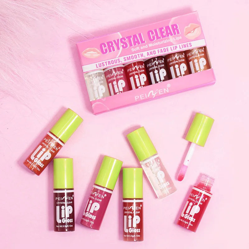 6PCS Moisturizing Lip Gloss Transparent Lip Oil Hydrating Lip Glaze Lip Plumper Hydrating Make Up Liquid Lipstick Lips Cosmetics HIP