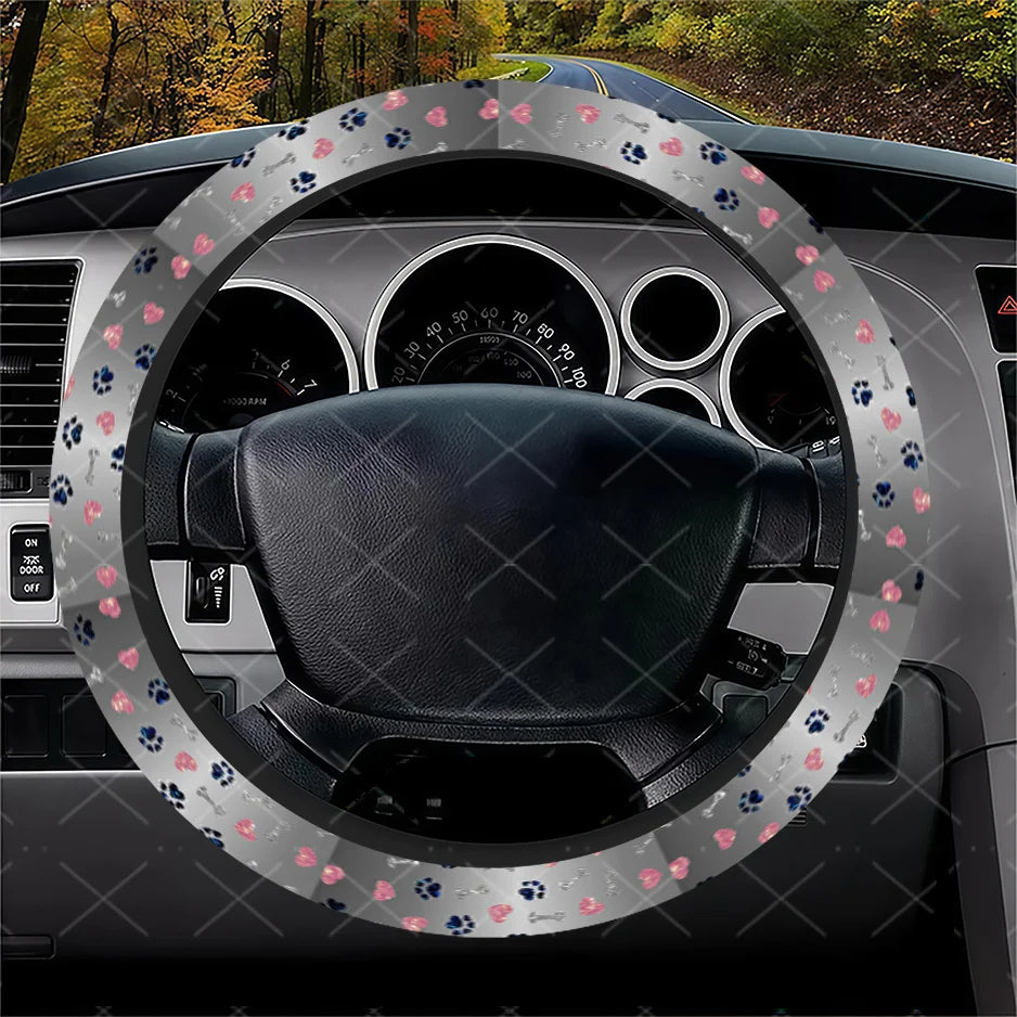 Paw Print & Bone Steering Wheel Cover – Cars, SUVs & Trucks Steering Wheel Cover HIP