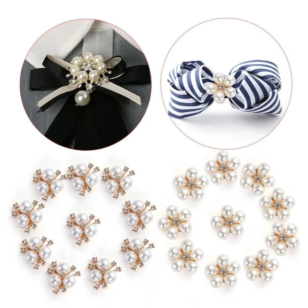 10-Pack Flower Pearl Rhinestone Buttons – DIY Wedding Craft Craft Buttons HIP