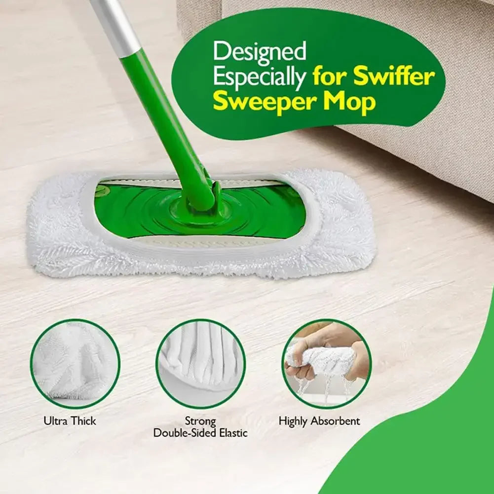 Sweep Wet & Dry Cleaning Cloths Reusable Microfiber Mop Pads Green Furniture Flooring Mop Head Replacement Washable Rag Towel HIP