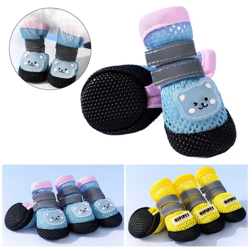Cute Mesh Dog Sandals with Anti Slip Elasticity, Small Dog Boots with Soft Sole and Adjustable Paw Protection Shoe Cover HIP