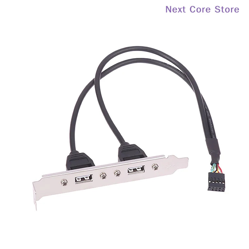 USB 2.0 to 9-Pin Motherboard Rear Panel Expansion Bracket – 2 Port USB Header Adapter HIP