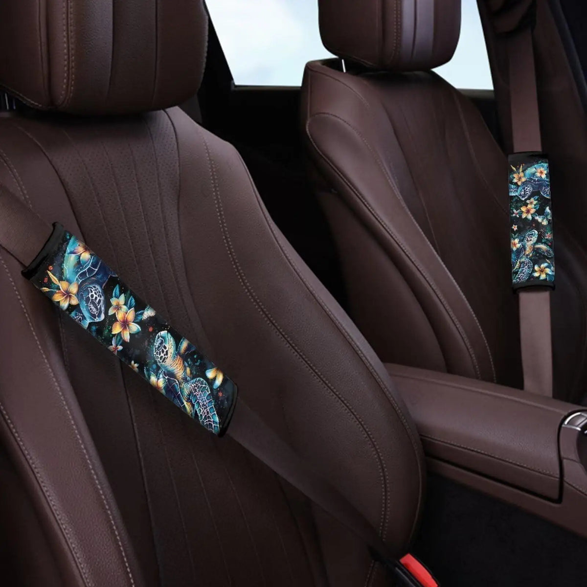 Sea Turtle Plumeria Seat Belt Cover Shoulder Pads – 2 Pack Seat Belt Cover HIP