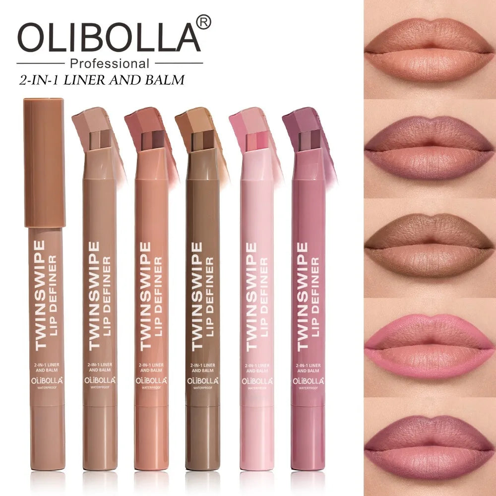 Two Color-Blocking Matte Lipliner Waterproof Durable Not Easy To Take Off Lipstick High Pigment Smooth Lip Outline Maquillage HIP