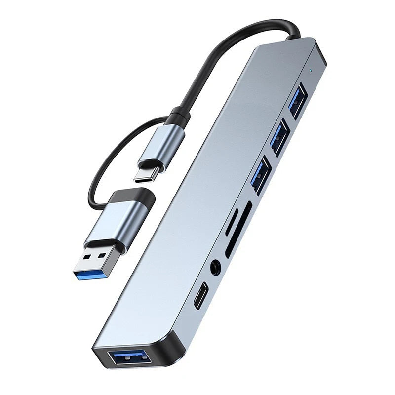 8-in-1 USB-C Hub – Audio Jack, TF Card Reader & USB 3.0 USB-C Hub Adapter HIP A1