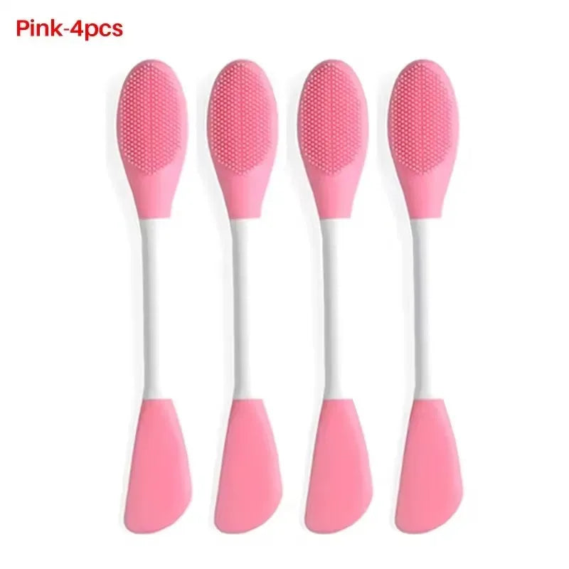Silicone 2-in-1 Facial Cleansing & Mask Brush | Exfoliating Facial Cleansing Brush HIP C716-pink 4pcs