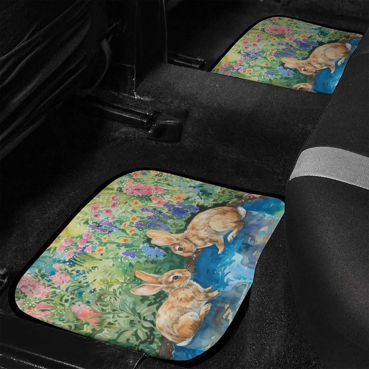 Watercolor Bunnies Car Floor Mats – 4-Piece Universal Set Car Floor Mats HIP