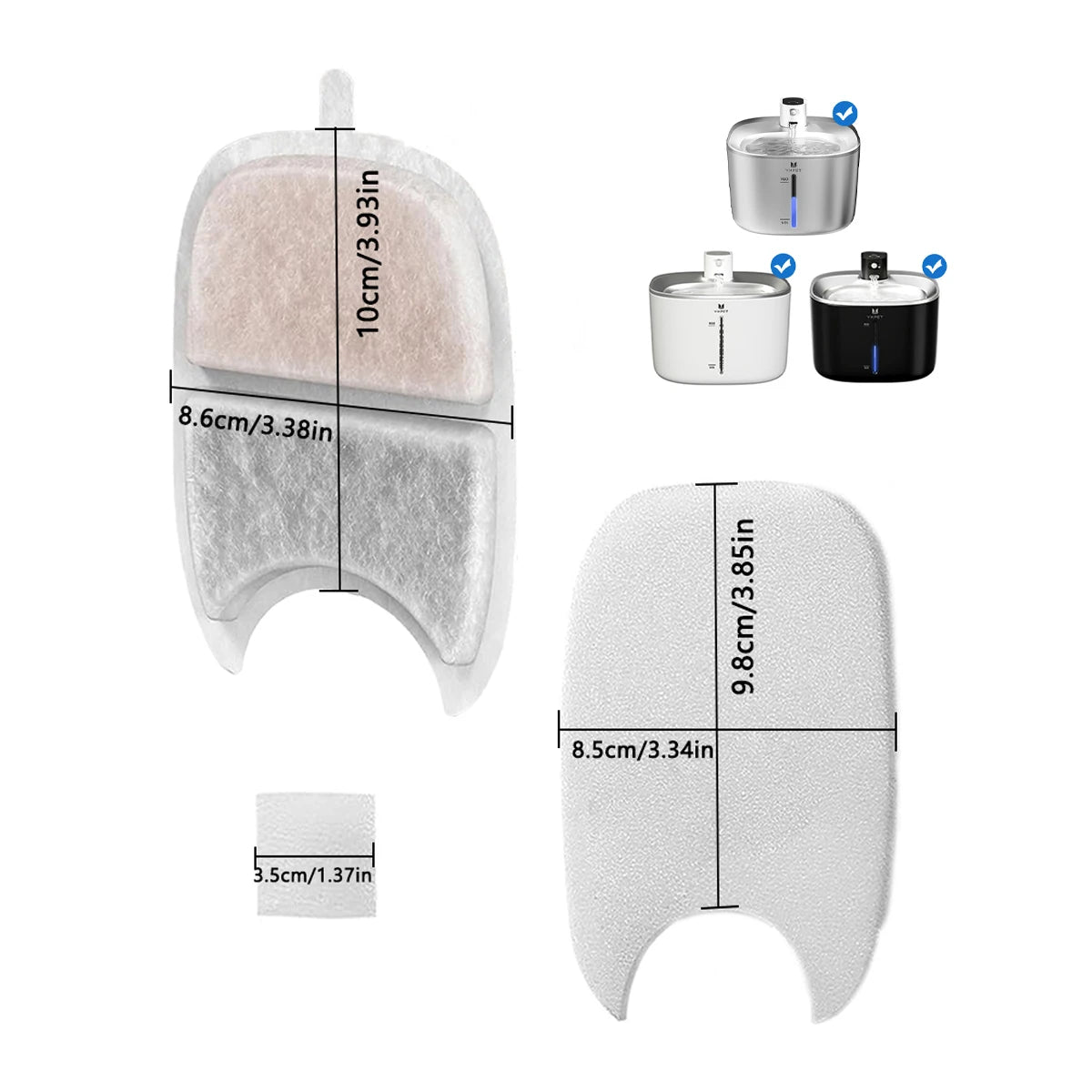 Replacement Filters +Sponges Replacement Pet Water Fountain Filter for 4L Wilreless Stainless Steel Cat Drinking Water Dispenser HIP