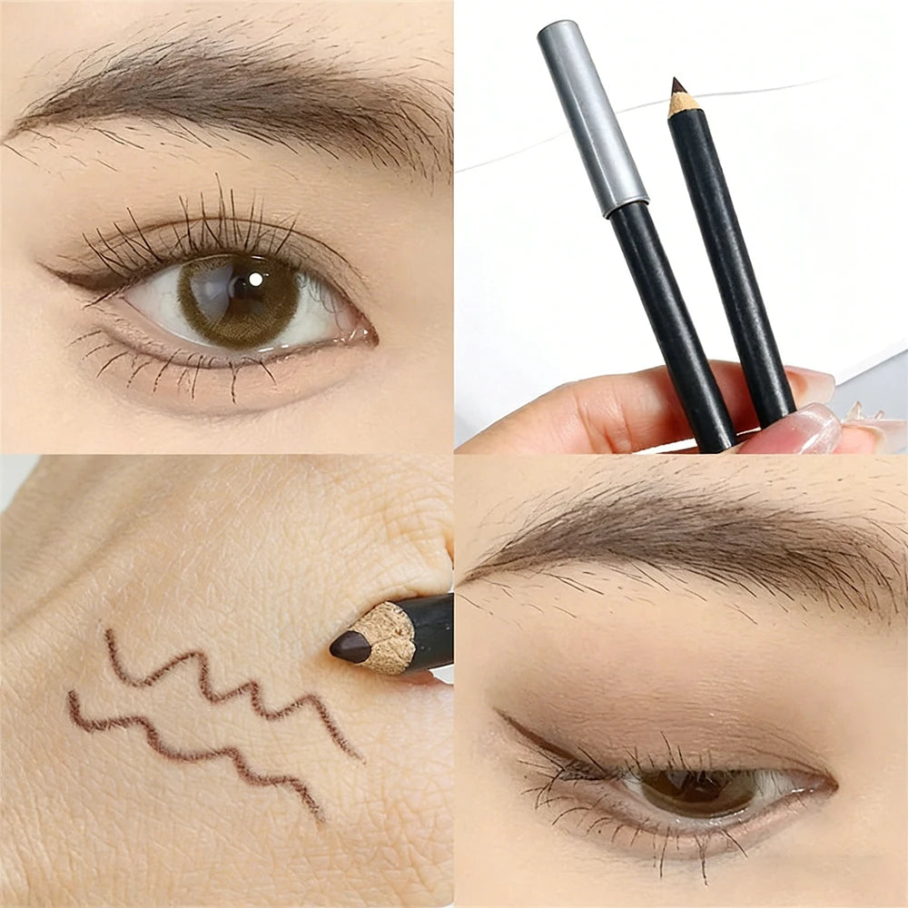 Waterproof Black Brown Eyeliner Brow Pencil Smudge Proof Lasting Dual Use Hard Tip for Precise Lines Beginner Friendly Makeup HIP 02 Brown
