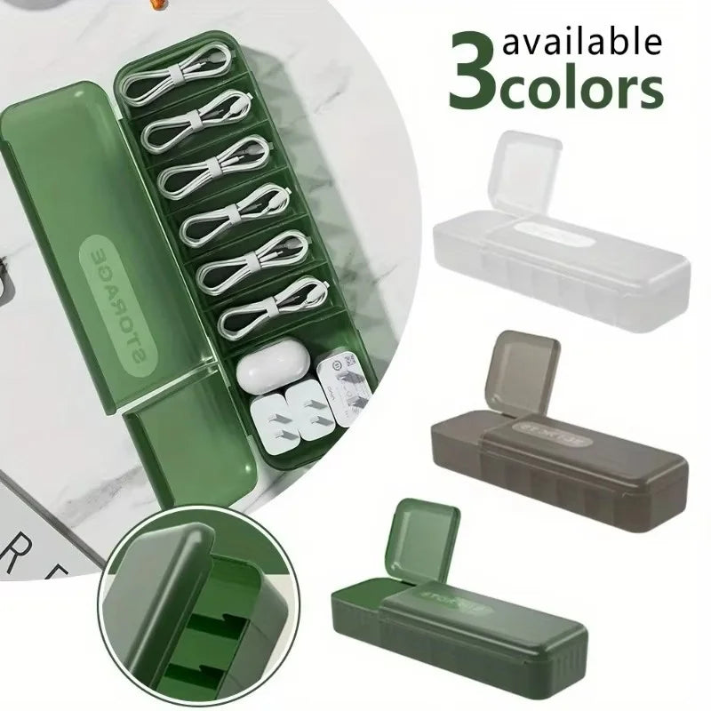 7-Compartment Cable Storage Box | Cord & Charger Organizer Cable Storage Box HIP