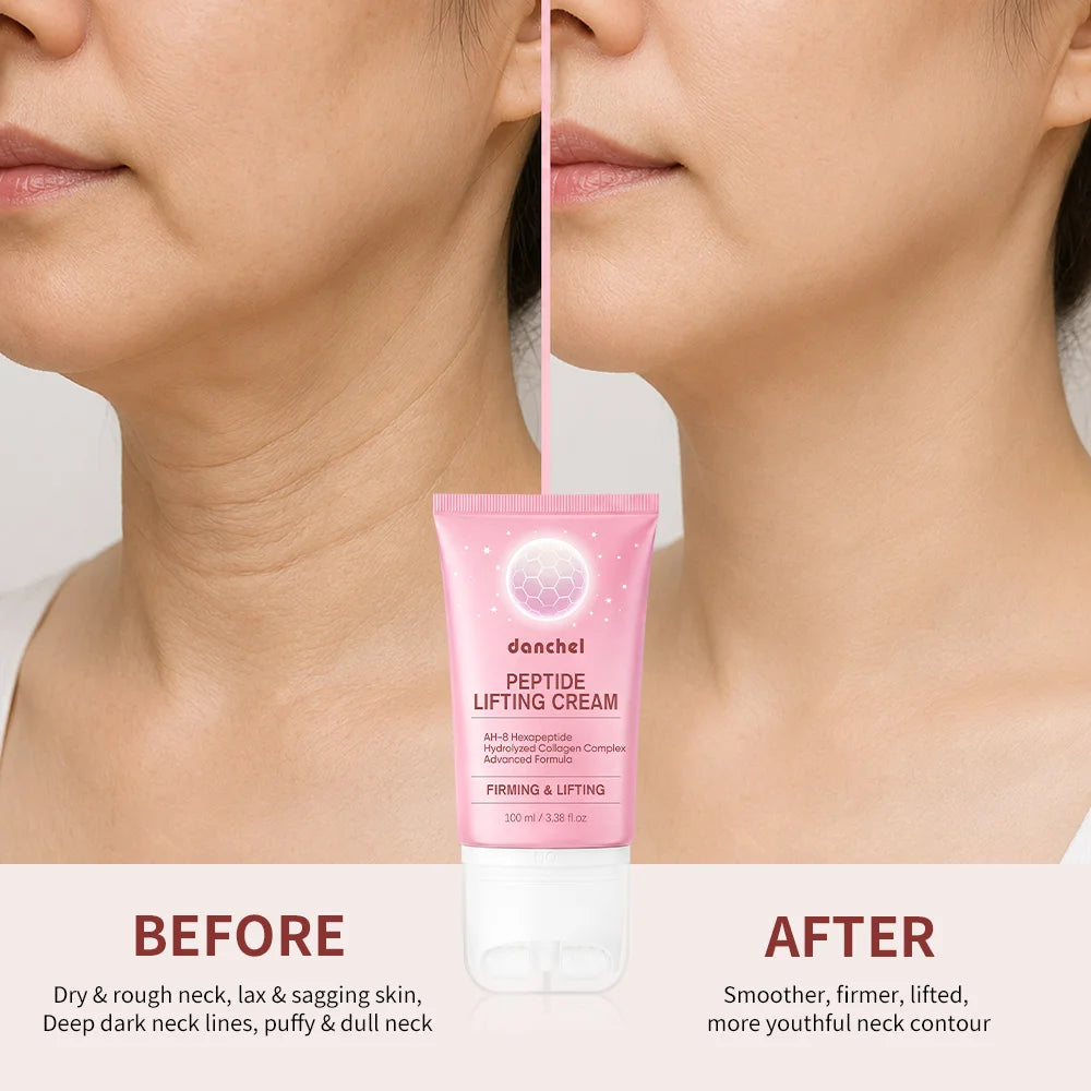 AH-8 Hexapeptide Neck Firming Cream Dual Roller Massage Anti Wrinkle Tightening Sagging Skin Long Lasting Hydration Skincare HIP