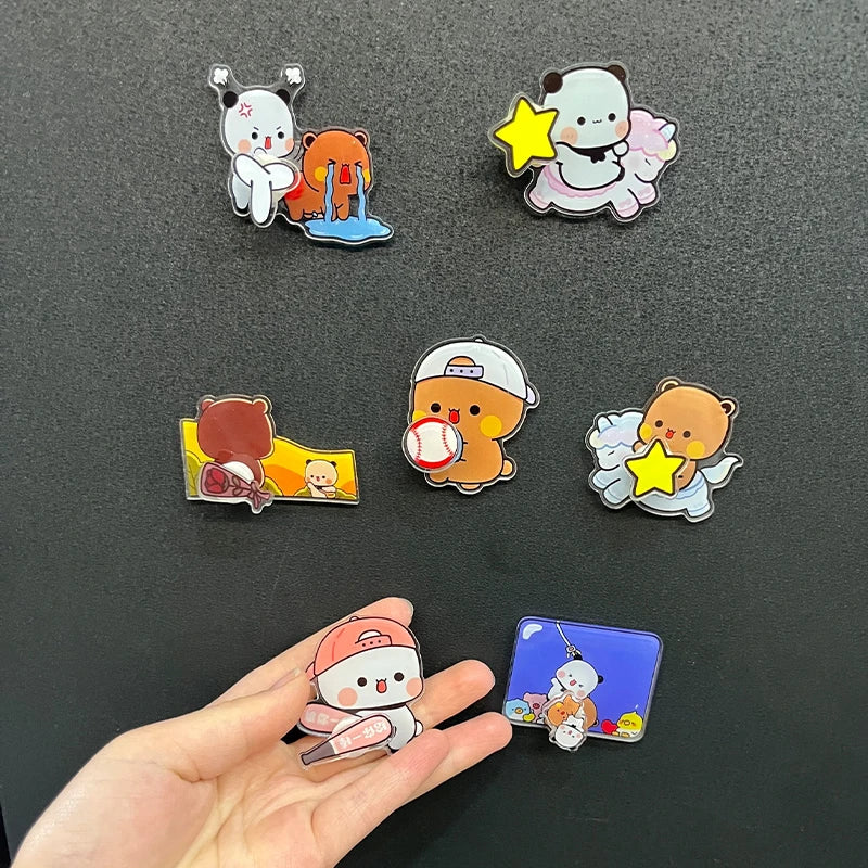 11-Pc Panda Bubu & Dudu Rotating Acrylic Fridge Magnets Anime Fridge Magnets HIP