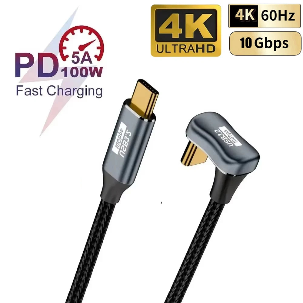 100W USB-C to USB-C U-Shape Cable – 10Gbps 5A 4K@60Hz USB-C Cable HIP