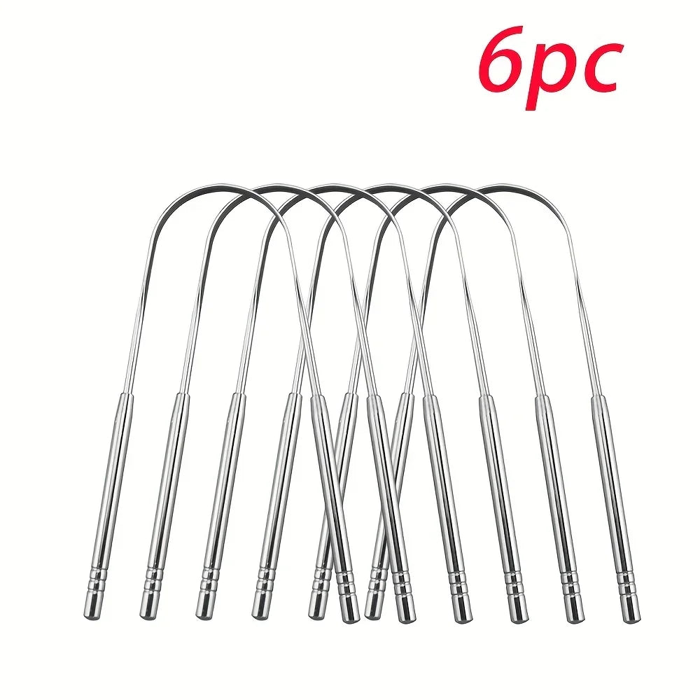 Stainless Steel Tongue Scraper – Fresh Breath Oral Care Tool Tongue Scraper HIP C776-U-6pcs