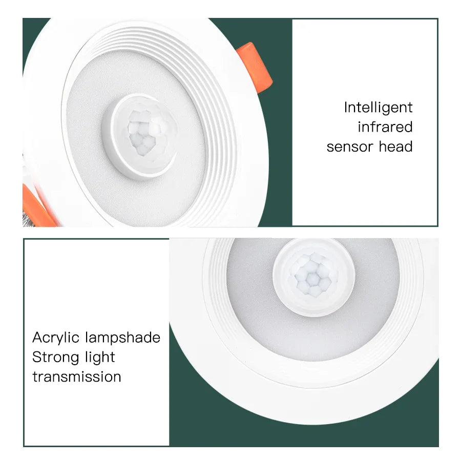 PIR Motion Sensor Spot LED Downlight 5W 10W 15W 20W Recessed Ceiling Lamp LED Spot Light For Entrance Hallway Stairs AC 85-265V HIP