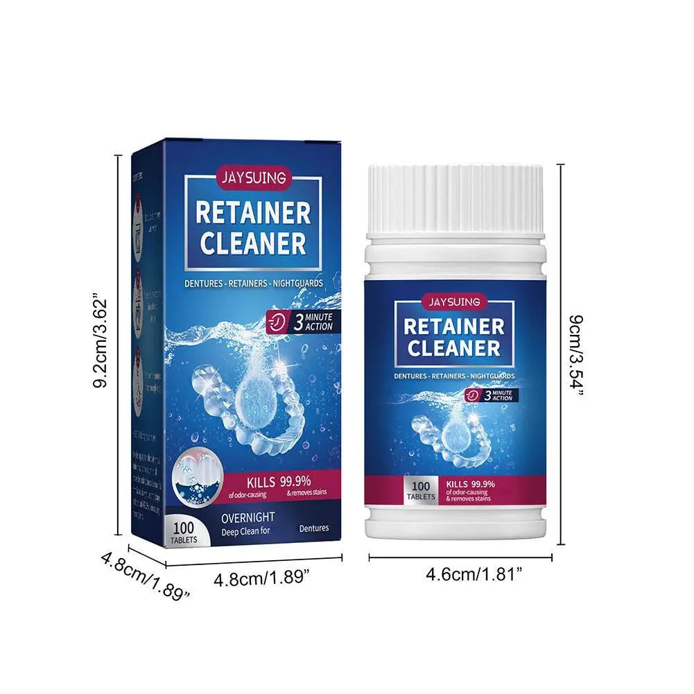 Jaysuing False Tooth Cleaning Tablets Denture Cleaning Tablets Removes Odor Orals Cleaning Retainer Cleaner Fresh Breath HIP