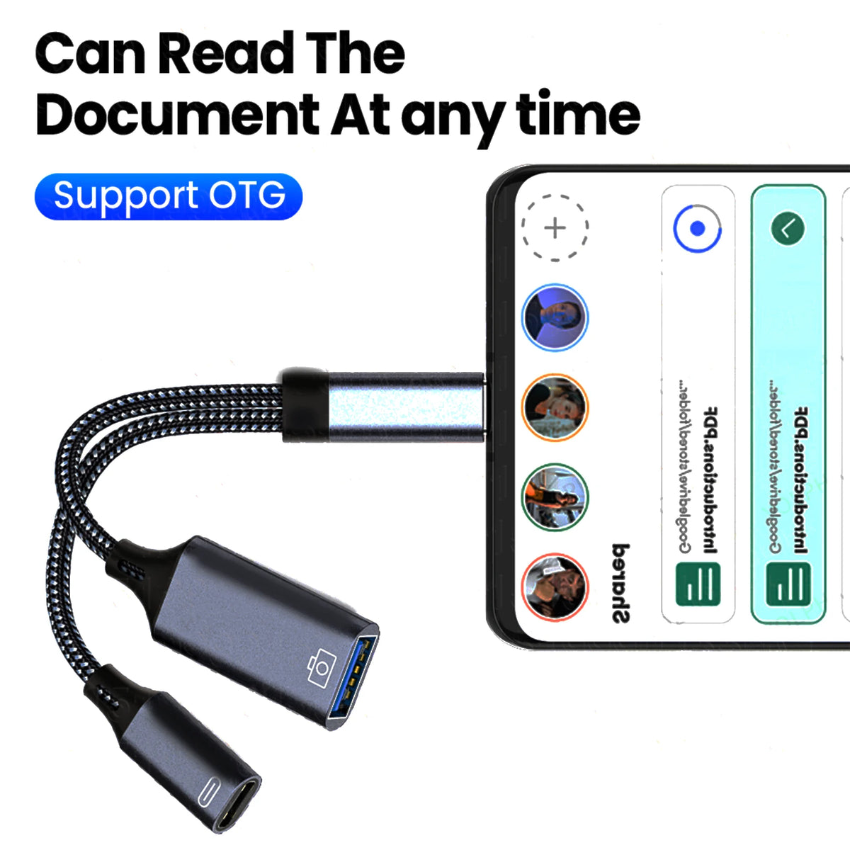 2-in-1 USB-C to USB-A OTG Cable & Charging Adapter OTG Cable Adapter HIP