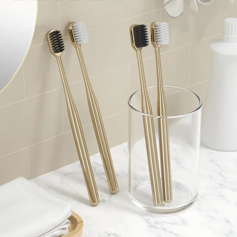 Luxury Soft Toothbrush Men Women Adult Tooth Brush Gold Silver Dental Brushes Elegance Gentle Toothbrushes Drop Shipping HIP