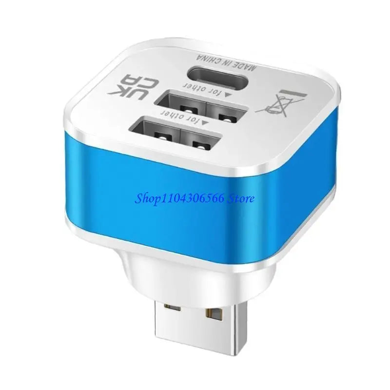 3-Port USB Splitter – Dual USB-A & USB-C Charging Adapter USB Charging Splitter HIP