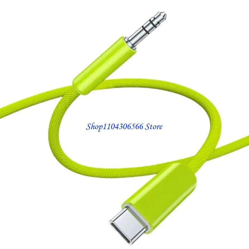 USB-C to 3.5mm Braided Audio Cable – 120cm Adapter Audio Adapter Cable HIP green grass CN