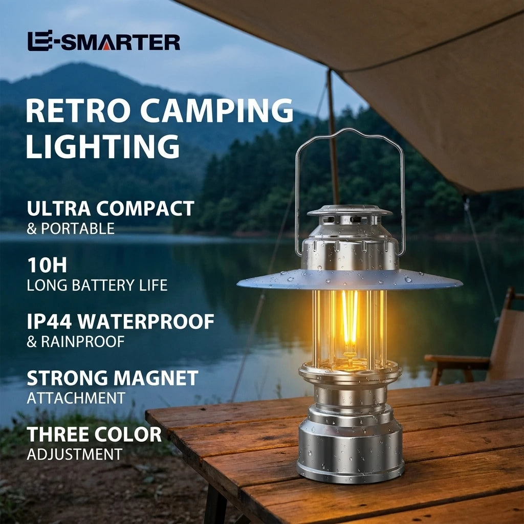 Vintage Rechargeable LED Camping Lantern – ESMARTER KXK-K7 Rechargeable LED Lantern HIP