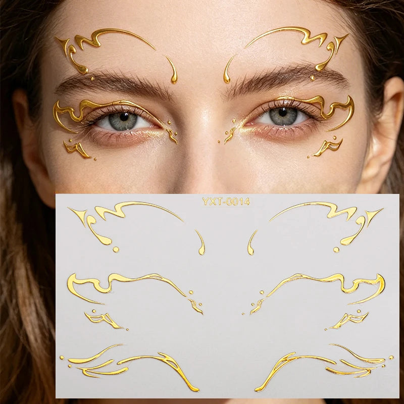 Colorful Eyes Makeup Stickers Laser Eye Eyeliner Eyebrows Face Art Sticker Decals Halloween Temporary Tattoo Party Decorations HIP YXT-014-1Pc